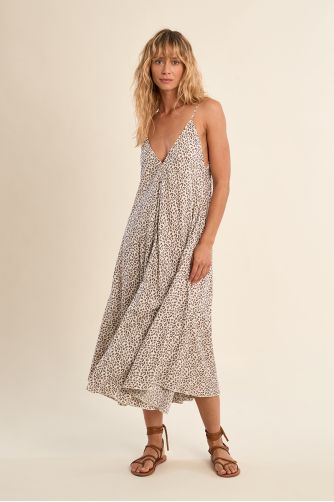 Longue robe fluide, imprimée léopard