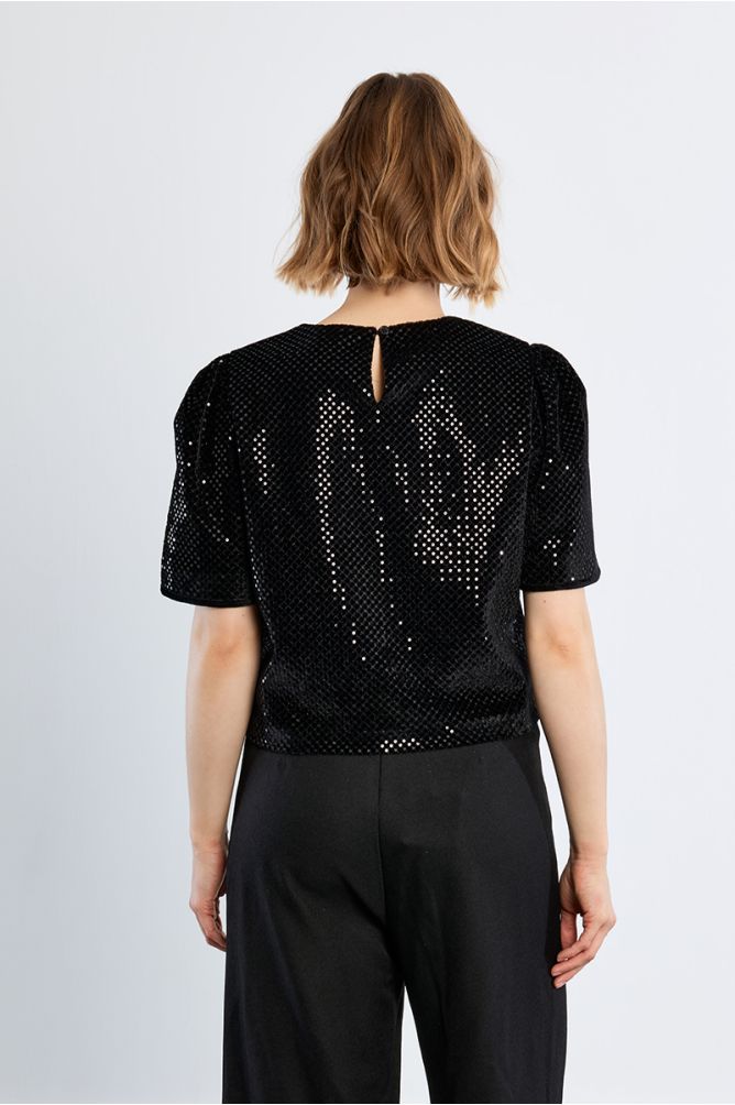 Sequined velvet top