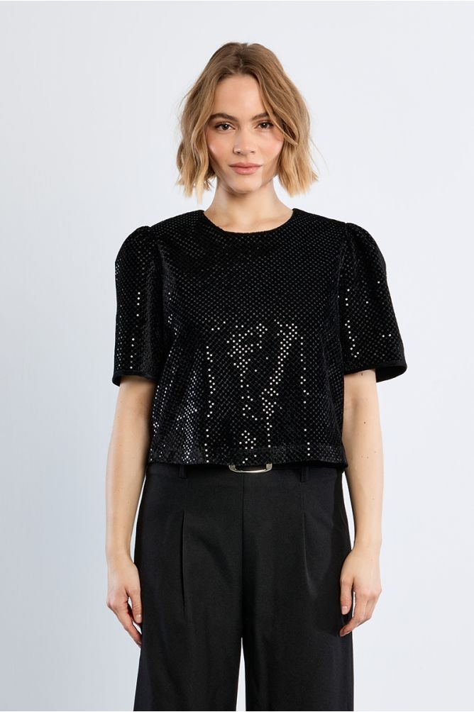Top en velours pailleté