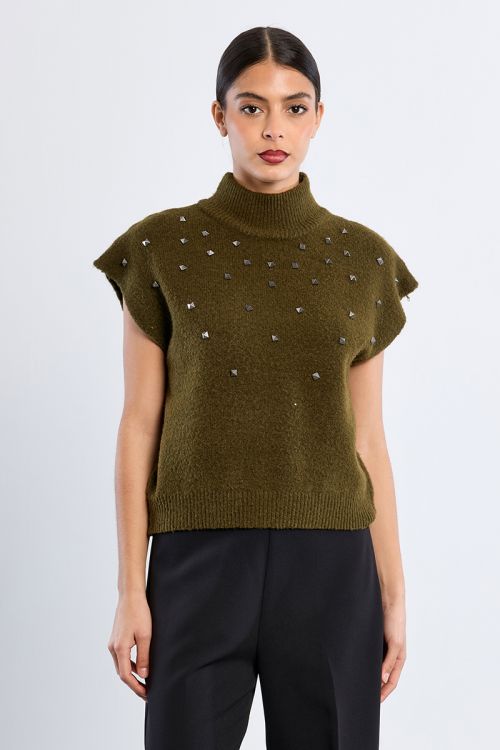 Studded sleeveless sweater
