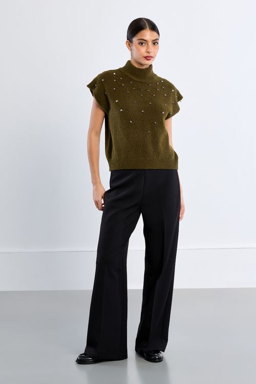 Studded sleeveless sweater