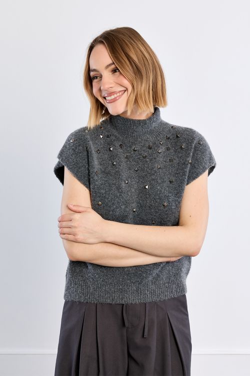 Studded sleeveless sweater