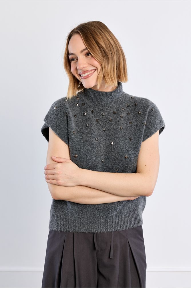 Jersey de manga corta detalle tachuelas