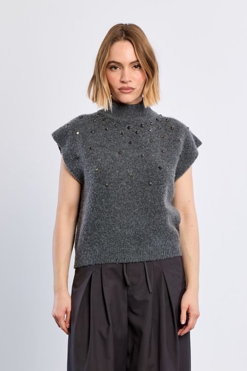 Studded sleeveless sweater