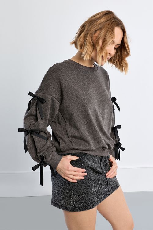 Sweat-shirt uni à nœuds