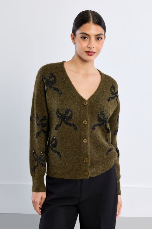 Cardigan en maille, motifs nœuds