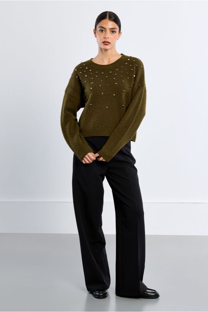 Studded knit sweater