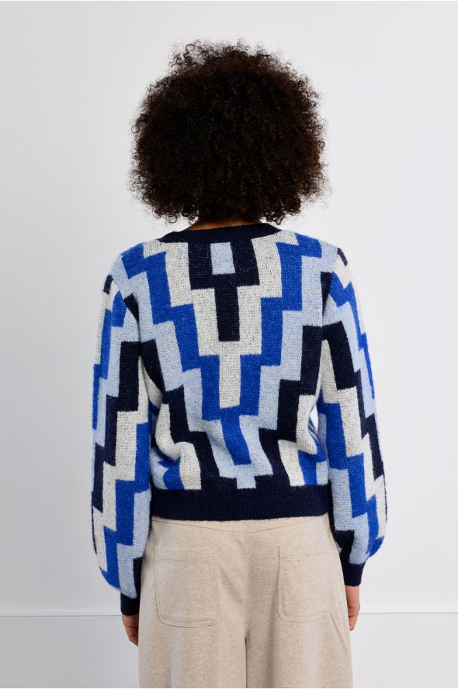 Knitted sweater, geometric pattern