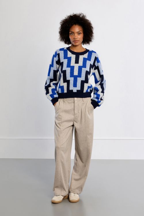 Knitted sweater, geometric pattern