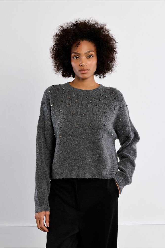 Studded knit sweater