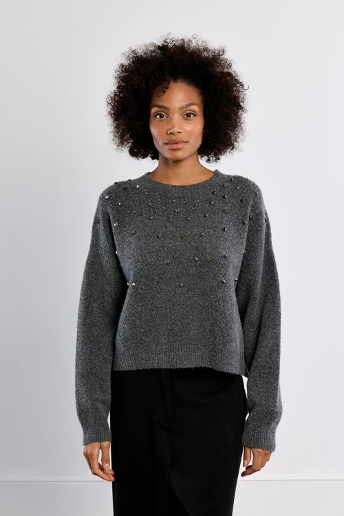 Studded knit sweater