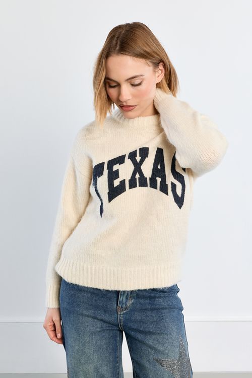 "Knitted sweater, with ""Texas"" inscription"
