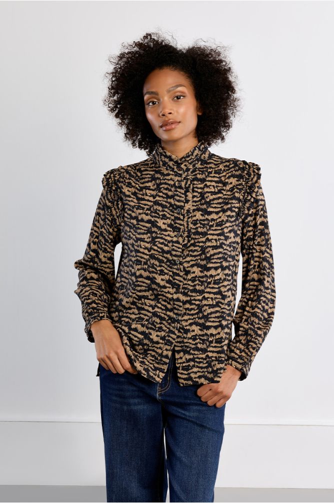 Chemise col montant, imprimée