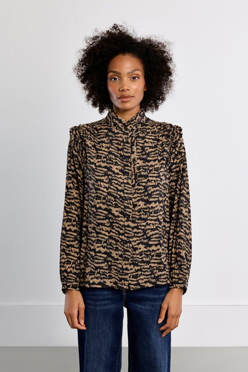 Printed high-neck shirt