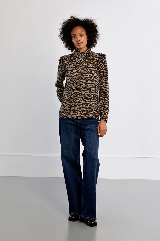 Printed high-neck shirt