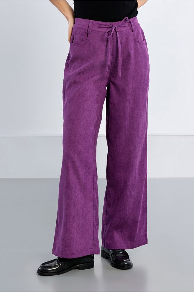 Pantalon large, en velours côtelé