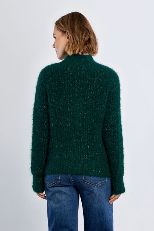 Pull col roulé, pailleté