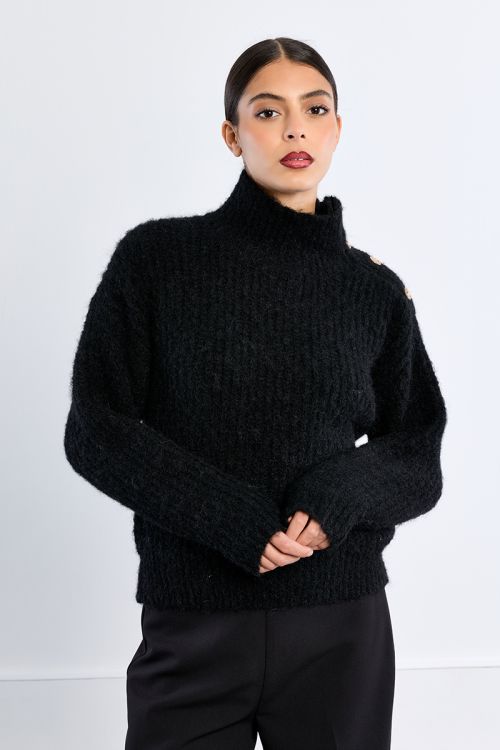 Pull col montant, uni