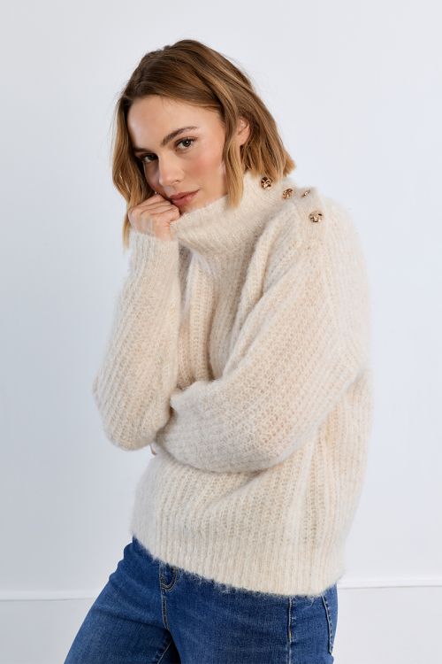 Pull col montant, uni