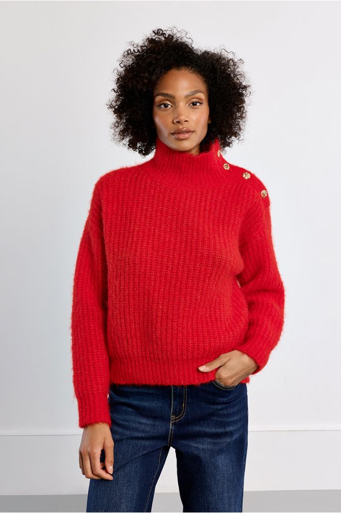 Pull col montant, uni