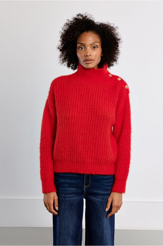 Pull col montant, uni