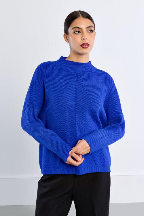 Pull uni en maille côtelée