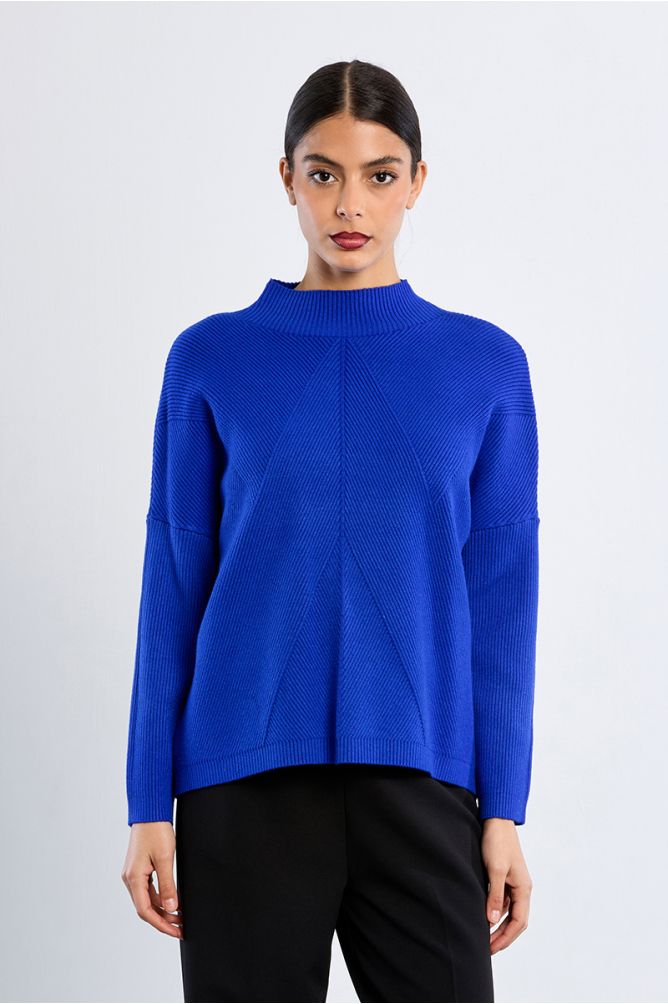 Plain ribbed knit sweater