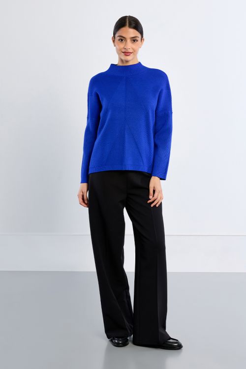 Pull uni en maille côtelée