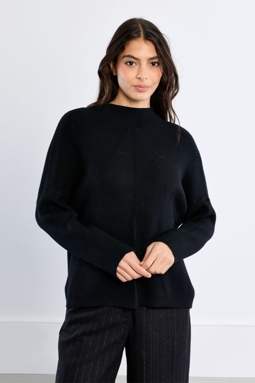 Pull uni en maille côtelée