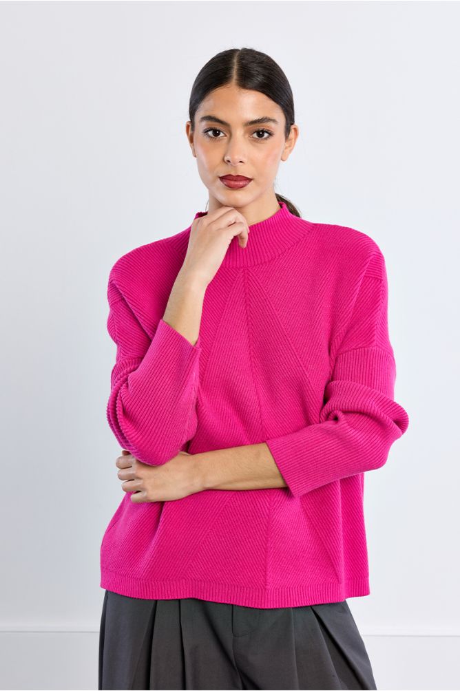 Plain ribbed knit sweater
