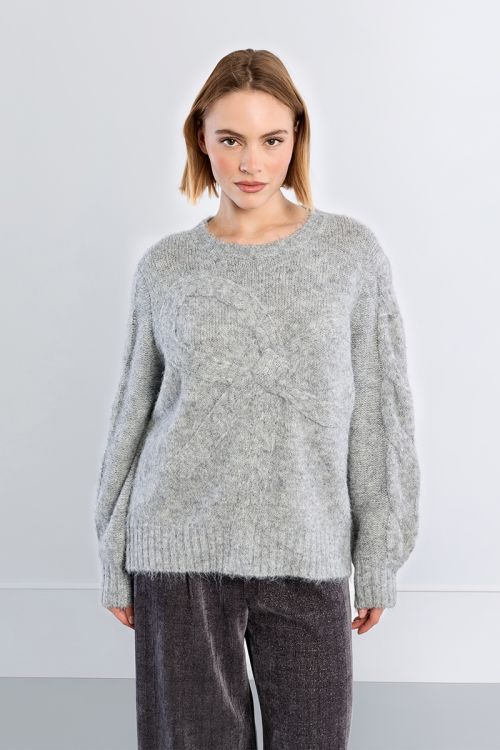 Knitted sweater with bow detail