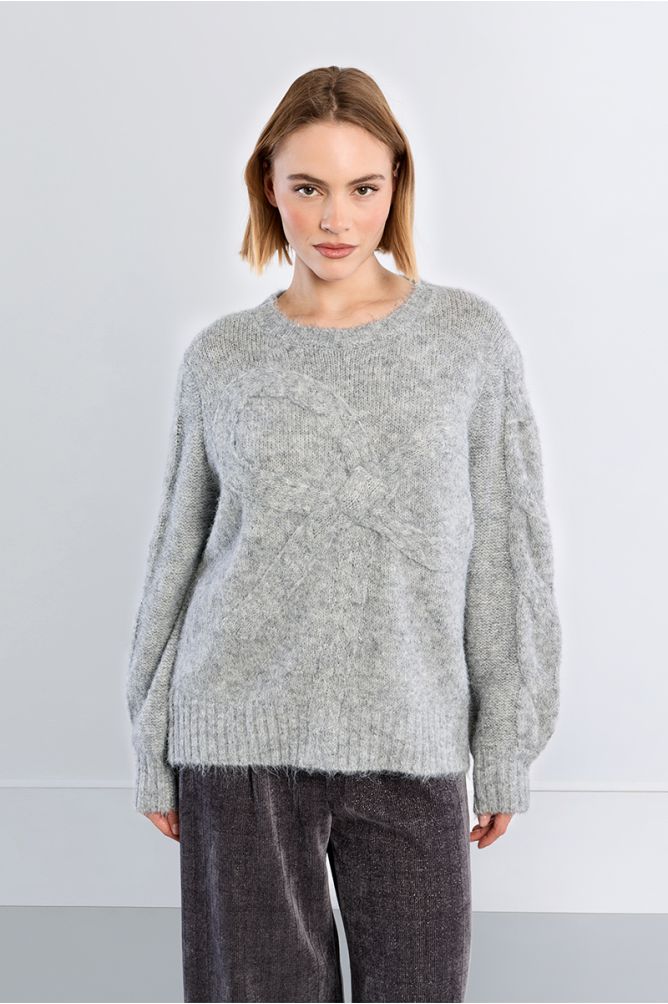 Knitted sweater with bow detail