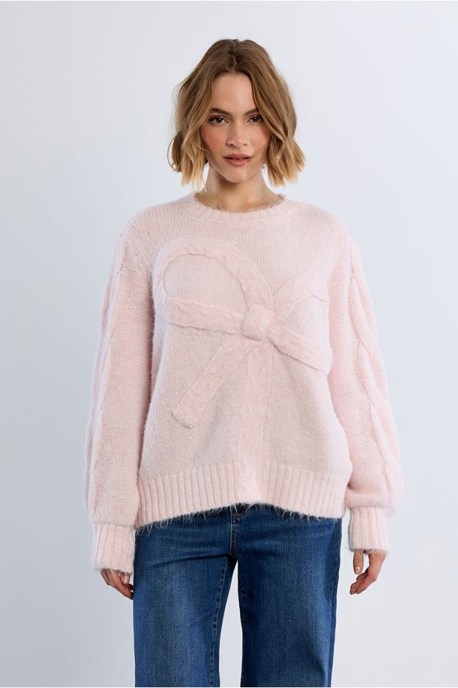 Knitted sweater with bow detail