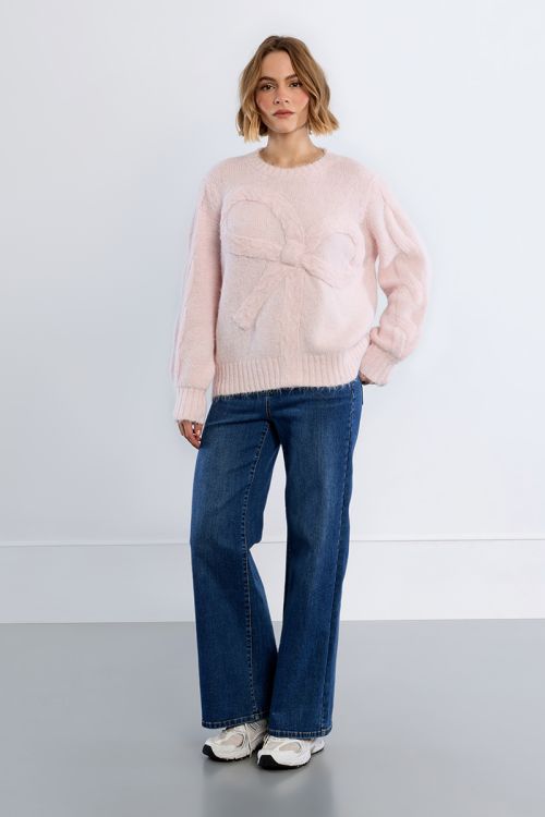 Knitted sweater with bow detail