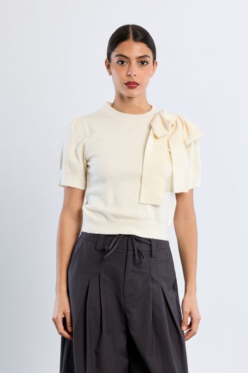T-shirt en maille manches courtes avec nœud