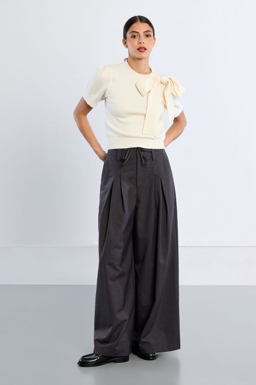 T-shirt en maille manches courtes avec nœud