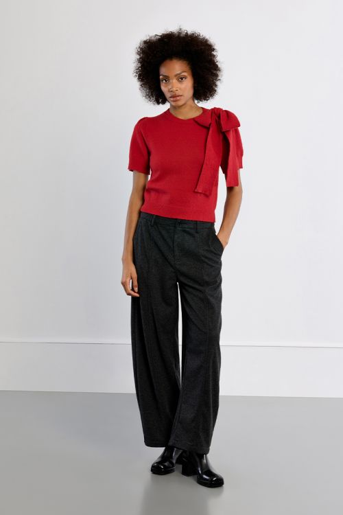T-shirt en maille manches courtes avec nœud