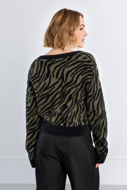 Zebra cardigan in fluffy knit