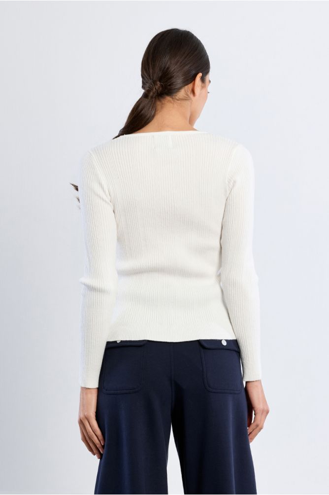 Pull côtelé, ouverture cœur