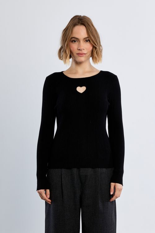 Ribbed sweater, heart opening