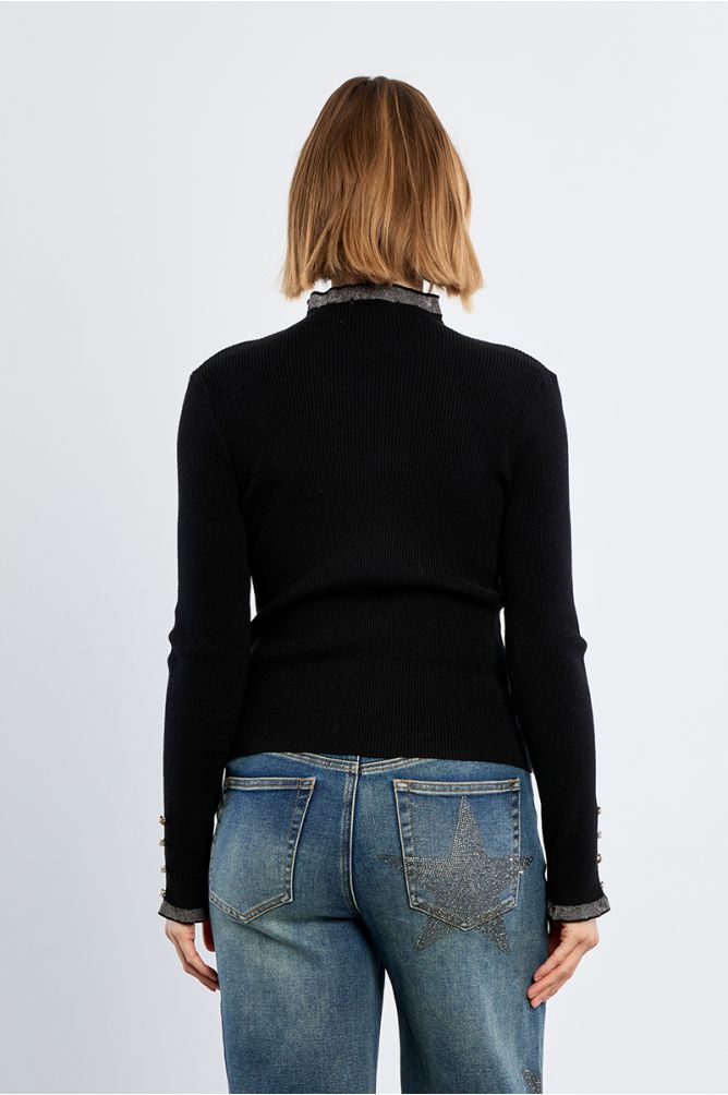 Long-sleeved sweater, with rhinestones