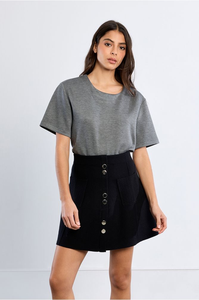 Knitted mini skirt, high waist