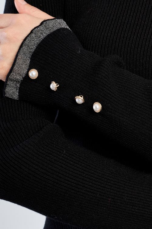 Long-sleeved sweater, with rhinestones
