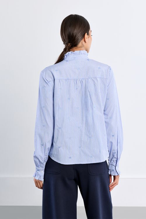Chemise en popeline de coton, col victorien