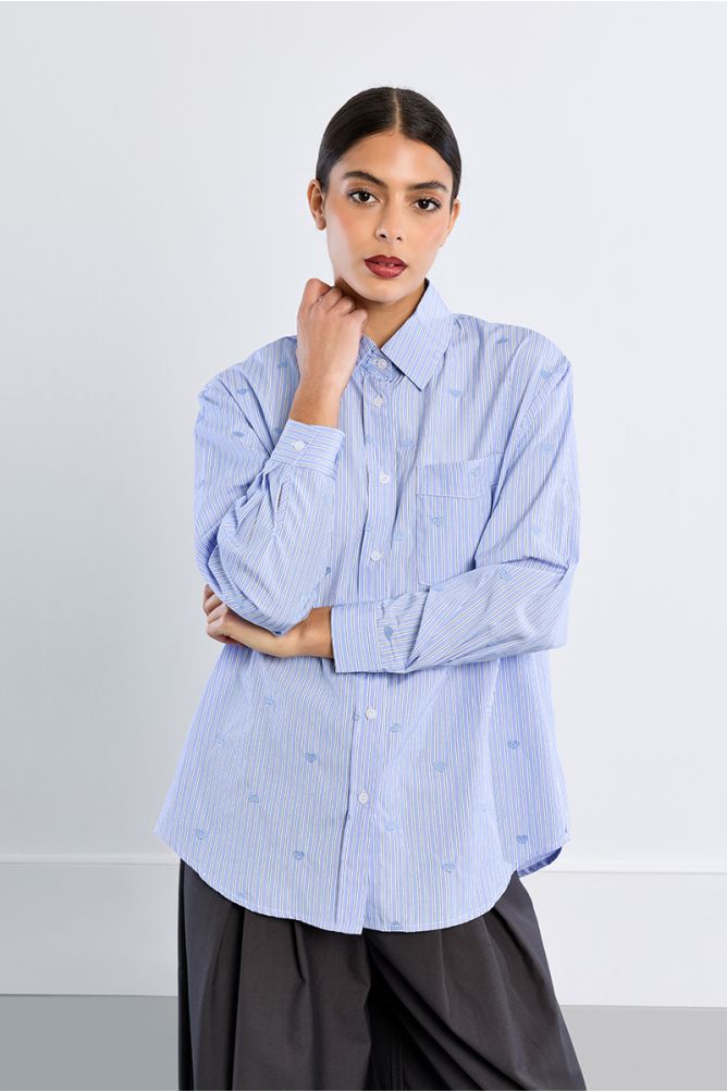 Camicia in popeline di cotone con cuori - Lili Sidonio