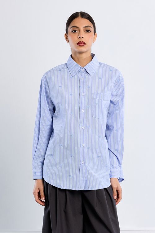 Cotton poplin shirt, with hearts