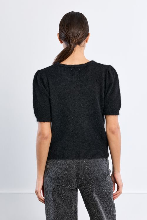 Pull manches courtes, nœud en sequin