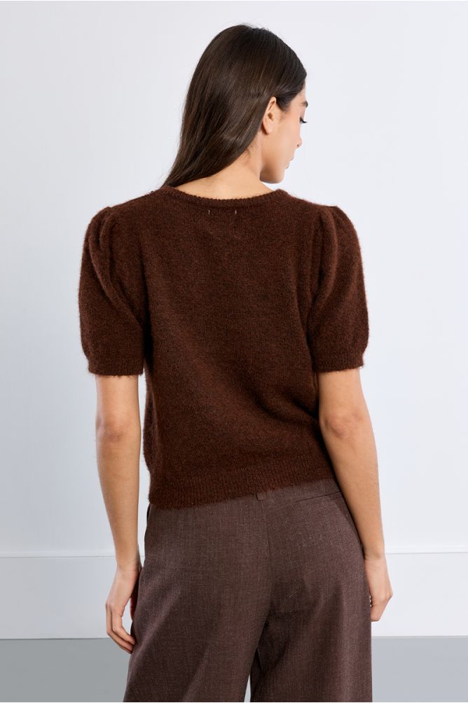 Pull manches courtes, nœud en sequin
