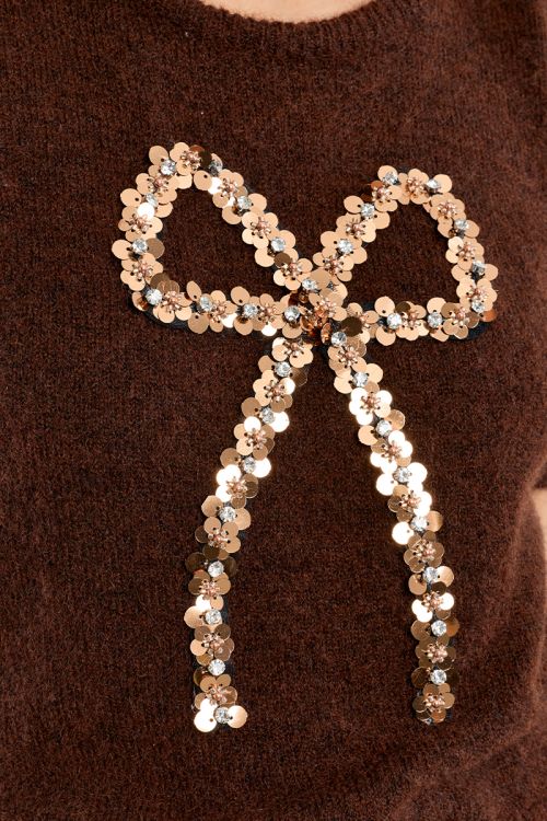 Pull manches courtes, nœud en sequin