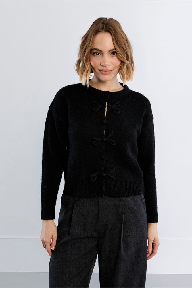 Cardigan uni, à nœuds